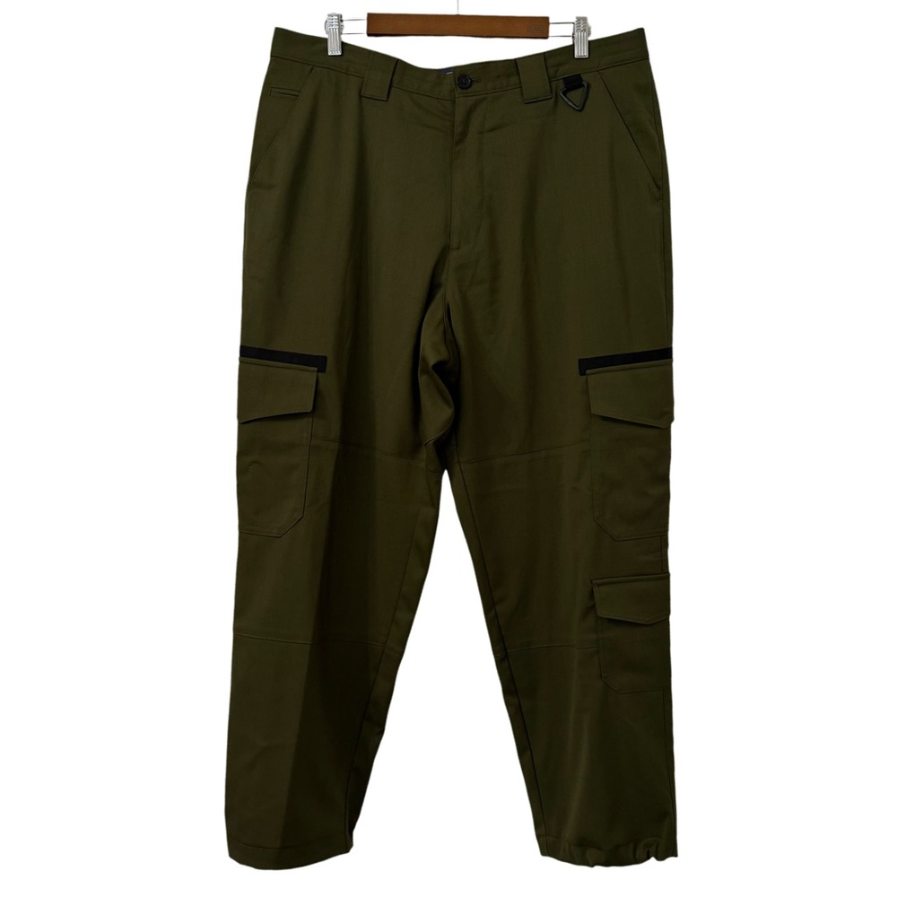 Tommy Hilfiger Mens Relaxed Utility Cargo Khakis Preppy Ankle Bungee Olive Sz 38